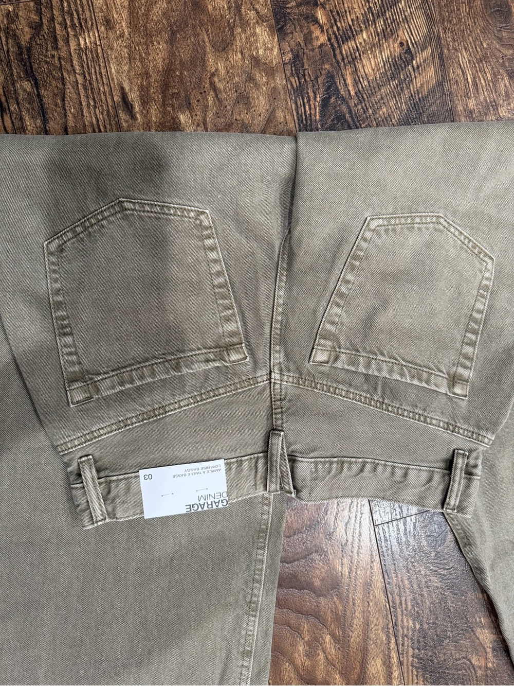GARAGE Denim High-Rise Wide Leg Jeans in Olive